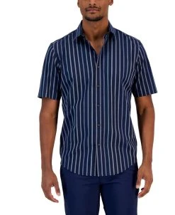 Alfani Men's Classic-Fit Stretch Gradient Stripe Button-Down Shirt, Created For Macy's