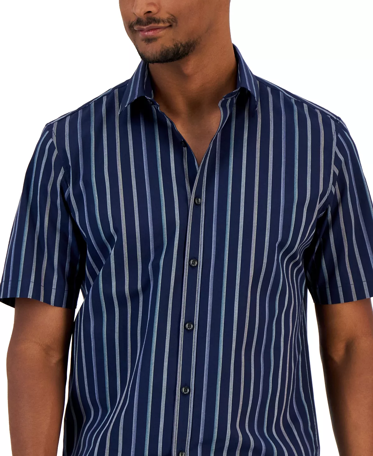 Alfani Men's Classic-Fit Stretch Gradient Stripe Button-Down Shirt, Created For Macy's 5 Alfani Men's Classic-Fit Stretch Gradient Stripe Button-Down Shirt, Created For Macy's - Image 3