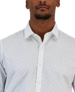 Alfani Men's Above Classic-Fit Stretch Geo-Print Button-Down Shirt, Created For Macy's -Vince Camuto Sale 23011422 fpx