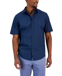 Alfani Men's Above Classic-Fit Stretch Geo-Print Button-Down Shirt, Created For Macy's -Vince Camuto Sale 23011424 fpx