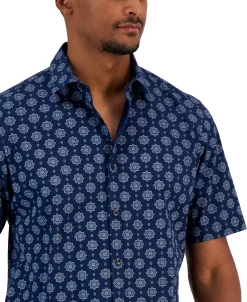 Alfani Men's Manu Classic-Fit Stretch Medallion-Print Button-Down Shirt, Created For Macy's -Vince Camuto Sale 23011498 fpx