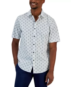 Alfani Men's Manu Classic-Fit Stretch Medallion-Print Button-Down Shirt, Created For Macy's -Vince Camuto Sale 23011502 fpx