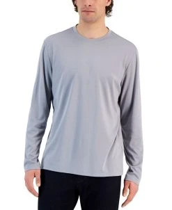 Alfani Tech Long Sleeve Crewneck T-Shirt, Created For Macy's