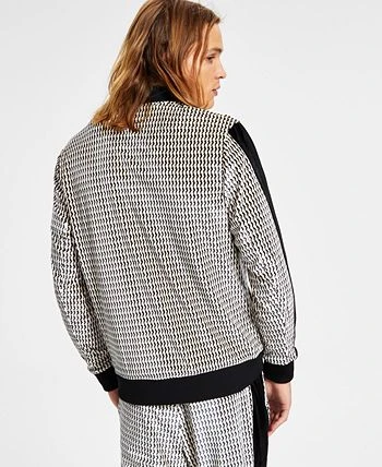 INC International Concepts Men's Classic-Fit Geo-Print Full-Zip Velour Tracksuit Jacket, Created For Macy's 4 INC International Concepts Men's Classic-Fit Geo-Print Full-Zip Velour Tracksuit Jacket, Created For Macy's - Image 2