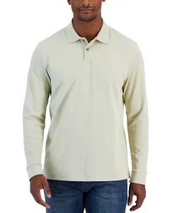 Alfani Men's Classic-Fit Solid Long-Sleeve Polo Shirt, Created For Macy's -Vince Camuto Sale 23035277 fpx