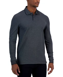 Alfani Men's Classic-Fit Solid Long-Sleeve Polo Shirt, Created For Macy's -Vince Camuto Sale 23035281 fpx