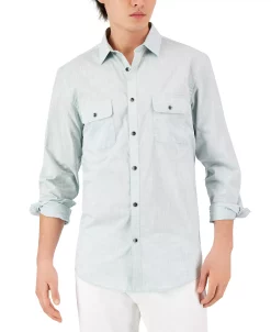 Alfani Men's Regular-Fit Solid Shirt, Created For Macy's -Vince Camuto Sale 23046510 fpx