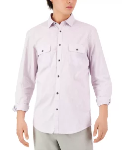 Alfani Men's Regular-Fit Solid Shirt, Created For Macy's -Vince Camuto Sale 23046511 fpx