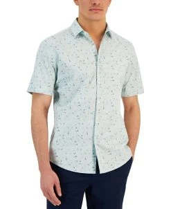 Alfani Men's Trion Classic-Fit Geo-Print Button-Down Poplin Shirt, Created For Macy's