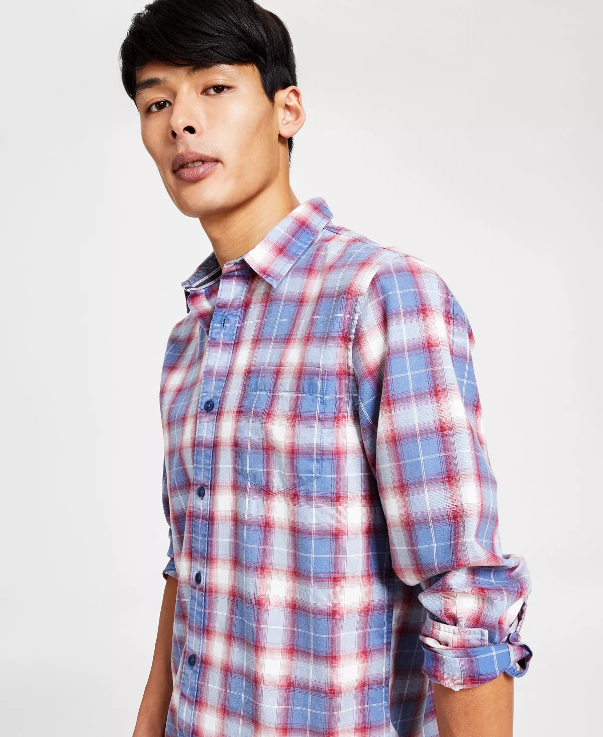 Sun + Stone Men's Will Plaid Shirt, Created For Macy's 7 Sun + Stone Men's Will Plaid Shirt, Created For Macy's - Image 5