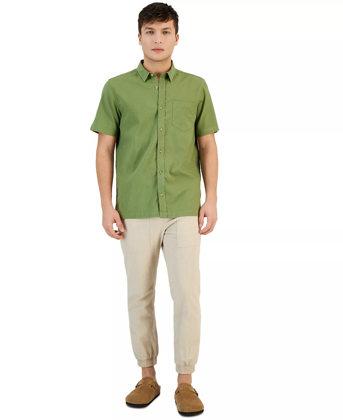 Sun + Stone Men's Blake Chambray Short Sleeve Button-Front Shirt, Created For Macy's 5 Sun + Stone Men's Blake Chambray Short Sleeve Button-Front Shirt, Created For Macy's - Image 3