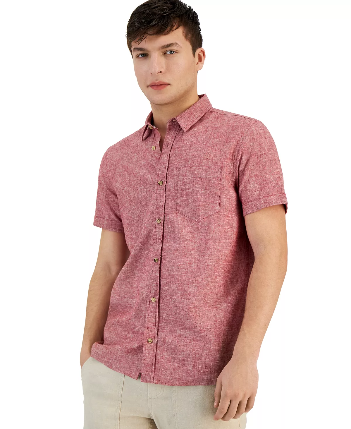 Sun + Stone Men's Blake Chambray Short Sleeve Button-Front Shirt, Created For Macy's 10 Sun + Stone Men's Blake Chambray Short Sleeve Button-Front Shirt, Created For Macy's - Image 8