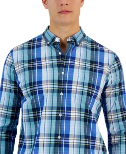 Club Room Arthur Classic-Fit Plaid Button-Down Poplin Shirt, Created For Macy's -Vince Camuto Sale 23204811 fpx