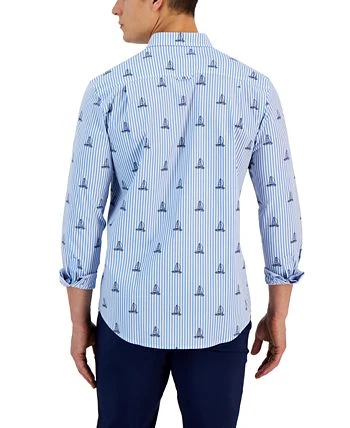 Club Room Men's James Classic-Fit Stripe Sailboat-Print Button-Down Poplin Shirt, Created For Macy's 4 Club Room Men's James Classic-Fit Stripe Sailboat-Print Button-Down Poplin Shirt, Created For Macy's - Image 2