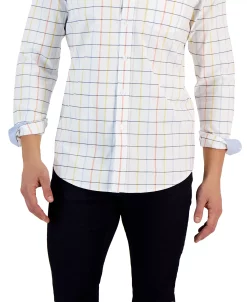 Club Room Timon Long Sleeve Multicolor Windowpane Oxford Shirt, Created For Macy's -Vince Camuto Sale 23205428 fpx
