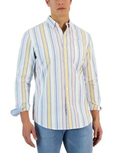 Club Room Raig Long Sleeve Multicolor Striped Oxford Shirt, Created For Macy's