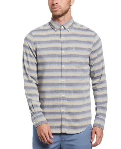 Original Penguin Men's Slim-Fit Woven Double Stripe Shirt