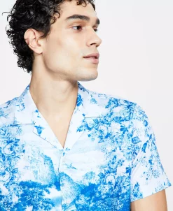 INC International Concepts Men's Bloom Print Button-Down Camp Shirt, Created For Macy's -Vince Camuto Sale 23232533 fpx