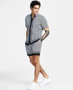 INC International Concepts Men's Classic-Fit Geometric-Print Shirt, Created For Macy's