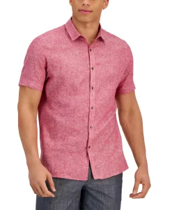 INC International Concepts Men's Regular-Fit Linen Shirt, Created For Macy's -Vince Camuto Sale 23232609 fpx