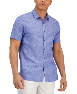 INC International Concepts Men's Regular-Fit Linen Shirt, Created For Macy's -Vince Camuto Sale 23232625 fpx