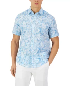 Club Room Men's Robert Paisley Refined Woven Shirt, Created For Macy's -Vince Camuto Sale 23358967 fpx