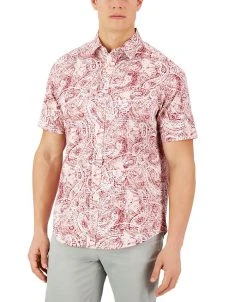 Club Room Men's Robert Paisley Refined Woven Shirt, Created For Macy's