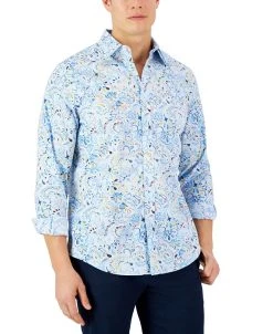 Club Room Men's Long-Sleeve Arno Paisley Refined Woven Shirt, Created For Macy's