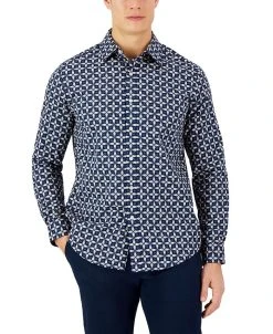 Club Room Men's Long-Sleeve Pineapple Refined Woven Shirt, Created For Macy's