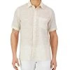 Club Room Men's Short-Sleeve Stripe Fern Linen Shirt, Created For Macy's