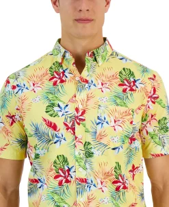 Club Room Monet Short Sleeve Button-Down Tropical Print Shirt, Created For Macy's -Vince Camuto Sale 23359358 fpx