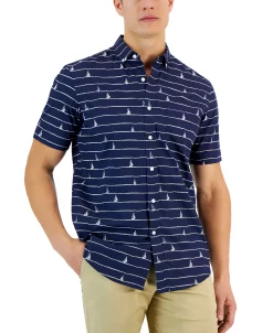Club Room Men's Ropes & Sails Print Short-Sleeve Button-Down Shirt, Created For Macy's -Vince Camuto Sale 23359365 fpx