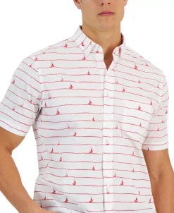 Club Room Men's Ropes & Sails Print Short-Sleeve Button-Down Shirt, Created For Macy's -Vince Camuto Sale 23491410 fpx