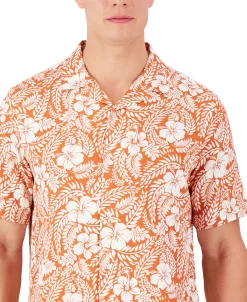 Club Room Men's Short-Sleeve Johnson Floral Silk Shirt, Created For Macy's -Vince Camuto Sale 23534660 fpx