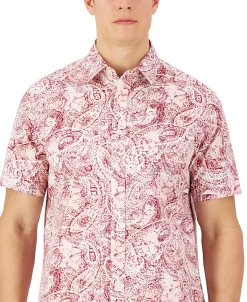 Club Room Men's Robert Paisley Refined Woven Shirt, Created For Macy's -Vince Camuto Sale 23534664 fpx