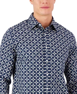 Club Room Men's Long-Sleeve Pineapple Refined Woven Shirt, Created For Macy's -Vince Camuto Sale 23534667 fpx