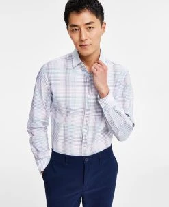Alfani Men's Regular-Fit Gradient Plaid Long-Sleeve Button-Up Shirt, Created For Macy's