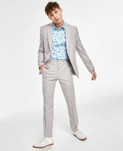 INC International Concepts Men's Slim-Fit Floral-Print Dress Shirt & Classic-Fit Sharkskin Suit Separates, Created For Macy's