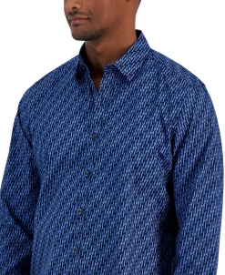 Alfani Men's Mode Geometric Print Long-Sleeve Shirt, Created For Macy's -Vince Camuto Sale 23642726 fpx
