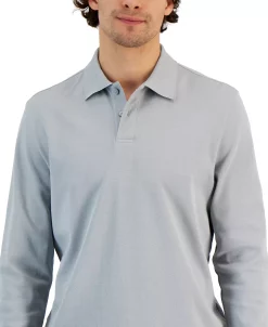 Alfani Men's Classic-Fit Solid Long-Sleeve Polo Shirt, Created For Macy's -Vince Camuto Sale 23665963 fpx