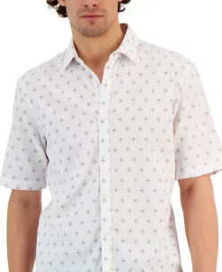Alfani Men's Mecca Classic-Fit Textured Medallion-Print Button-Down Shirt, Created For Macy's -Vince Camuto Sale 23666031 fpx