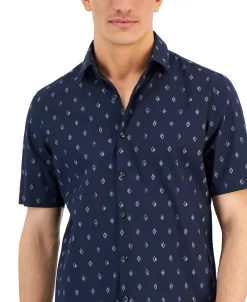 Alfani Men's Fulano Classic-Fit Geo-Print Button-Down Poplin Shirt, Created For Macy's -Vince Camuto Sale 23727164 fpx