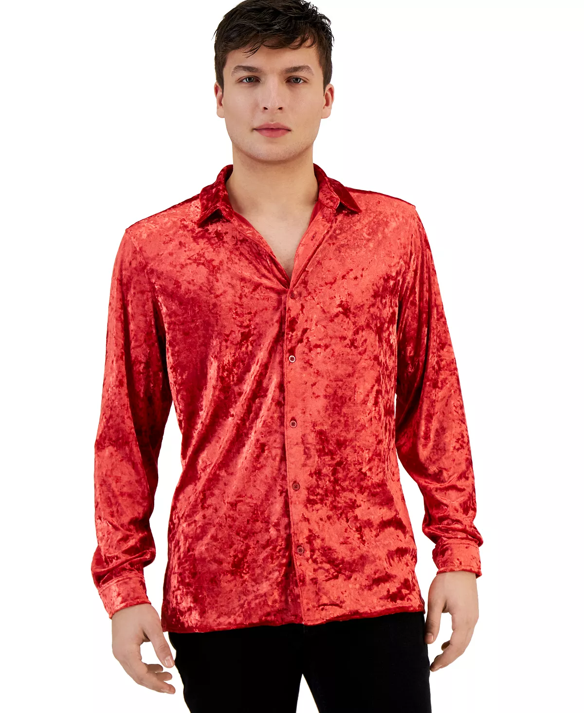 INC International Concepts Men's Crinkled Velvet Button-Up Long-Sleeve Shirt, Created For Macy's 6 INC International Concepts Men's Crinkled Velvet Button-Up Long-Sleeve Shirt, Created For Macy's - Image 4