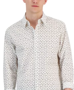 Michael Kors N's Slim-Fit Stretch Small Field Print Long-Sleeve Button-Up Shirt -Vince Camuto Sale 23769109 fpx