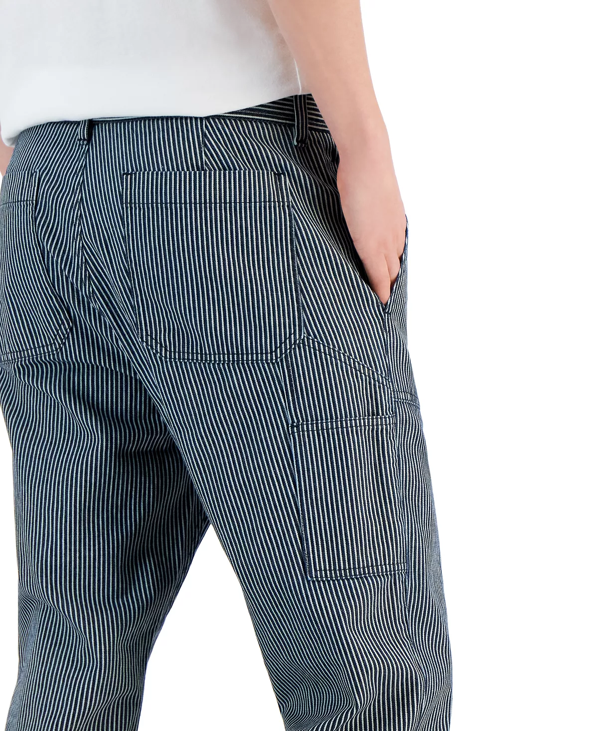 Michael Kors N's Regular-Fit Straight-Leg Railroad Stripe Carpenter Pants 6 Michael Kors N's Regular-Fit Straight-Leg Railroad Stripe Carpenter Pants - Image 4