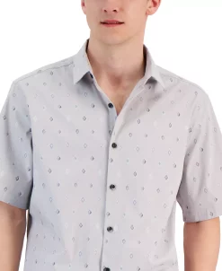 Alfani Men's Fulano Classic-Fit Geo-Print Button-Down Poplin Shirt, Created For Macy's -Vince Camuto Sale 23898191 fpx