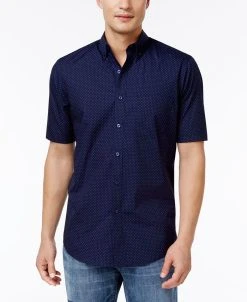 Club Room Men's Micro Dot Print Stretch Cotton Shirt, Created For Macy's