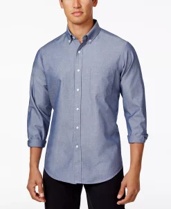 Club Room Men's Solid Stretch Oxford Cotton Shirt, Created For Macy's -Vince Camuto Sale 8906848 fpx